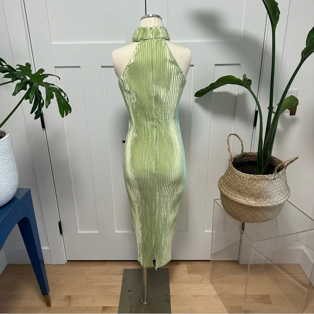 Missguided Light Green Halter Dress
